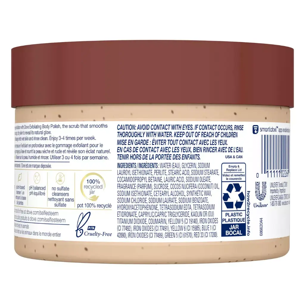 Dove Gommage corporel exfoliant  Gommage à la cassonade et au beurre de noix de coco