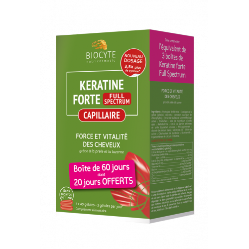 BIOCYTE KERATINE FORTE 900 mg Boost - 180 Gélules