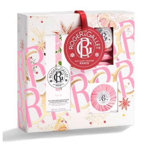 COFFRET ROSE Eau Parfumée Savon et Galet de Bain - ROGER GALLET