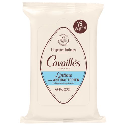 CAVAILLÈS LINGETTES INTIMES Anti-Bactérien - 15 Lingettes