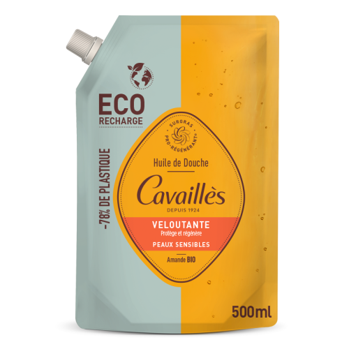 CAVAILLÈS ÉCO-RECHARGE HUILE DE DOUCHE BIO Veloutante Peaux Sensibles Amande 500ml