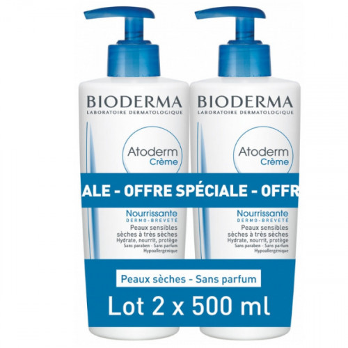 BIODERMA ATODERM Crème Nourrissante - Lot de 2x500ml