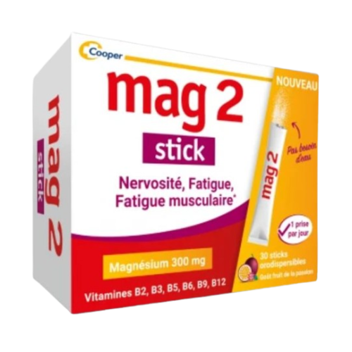 MAG 2 STICK Nervosité Fatigue Magnésium 300mg - 30 Sticks Orodispersibles