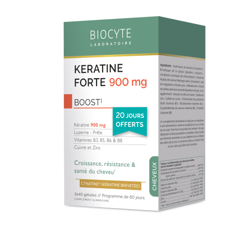 BIOCYTE KERATINE FORTE 900 mg Boost - 180 Gélules