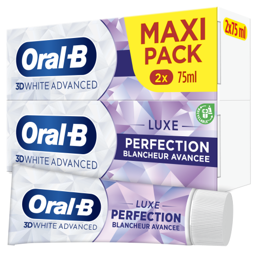 ORAL-B DENTIFRICE 3D WHITE LUXE Perfection Blancheur Avancée - Lot de 2x75ml