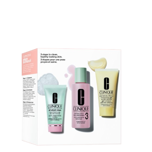 CLINIQUE SKIN SCHOOL TYPE 3 La Routine Basic 3 Temps Peaux Mixtes à Grasse
