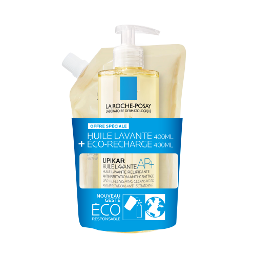 LA ROCHE POSAY Duo Huile Lavante Relipidante Anti-irritations + Éco Recharge - 400ml