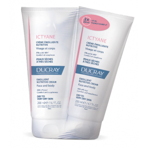 DUCRAY ICTYANE Crème Émolliente Nutritive - Lot de 2x200ML